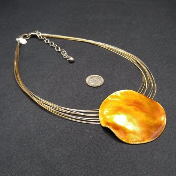 Chico's Gold Enamel Pendant Wire Necklace, 20 Inches - Picture 6 of 8